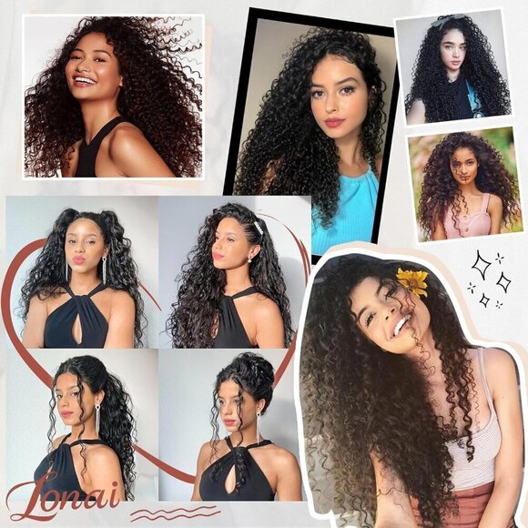 Black Synthetic Hair Extensions 22in Long Curly ClipIn for Women main image 5